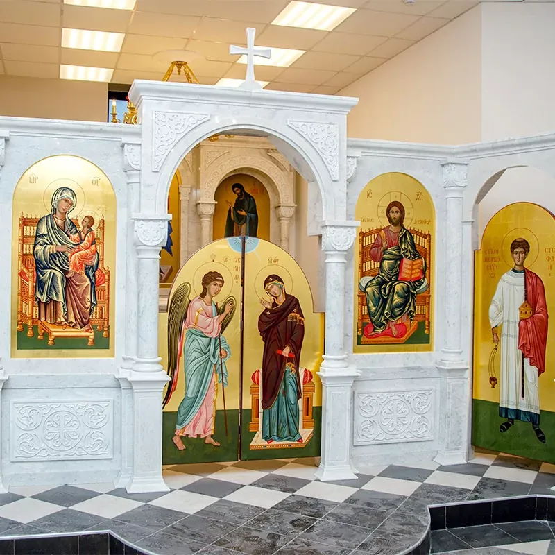 Малый иконостас из белого мрамора Коелга (арт. 116.1) — коелга