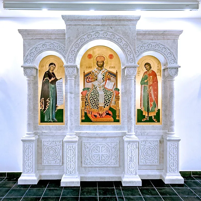 Трёхчастный киот из мрамора 3,3 × 3,3 м (арт. 75.14) — Александро-Невский собор, г. Волгоград