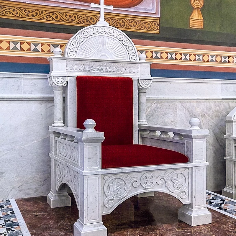 Трон на Горнее место из белого мрамора